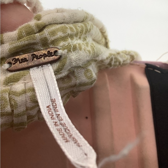 Free People Backless Elegant Green and Cream Halter Maxi Dress - Picture 13 of 13